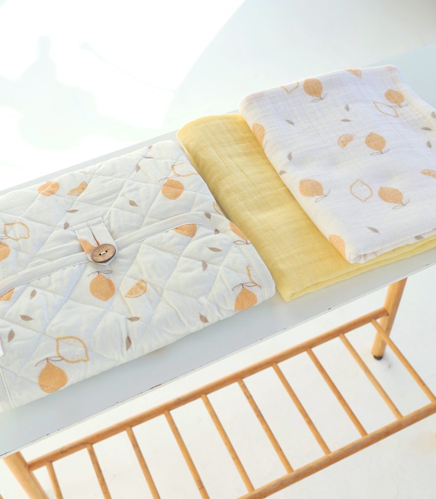 Комплект пеленатор +пелюшки “Лимони”