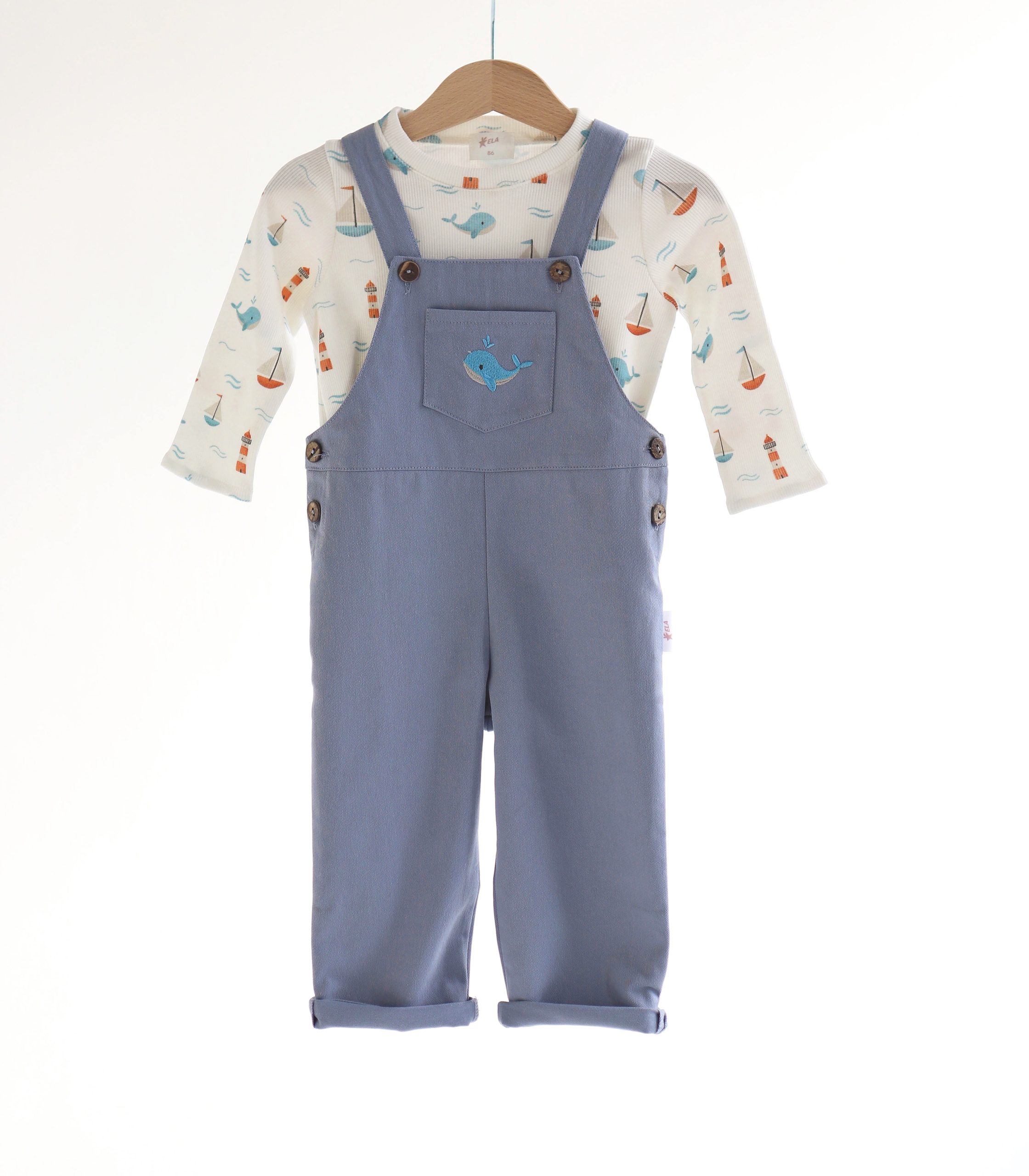 Комбінезон+лонг блакитний “Кити”