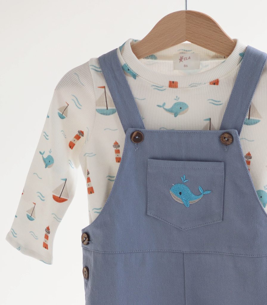 Комбінезон+лонг блакитний “Кити”